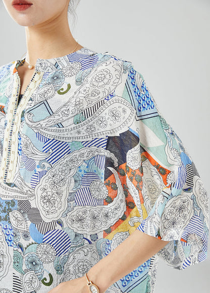 Oversized Print Chiffon Shirt Top Summer