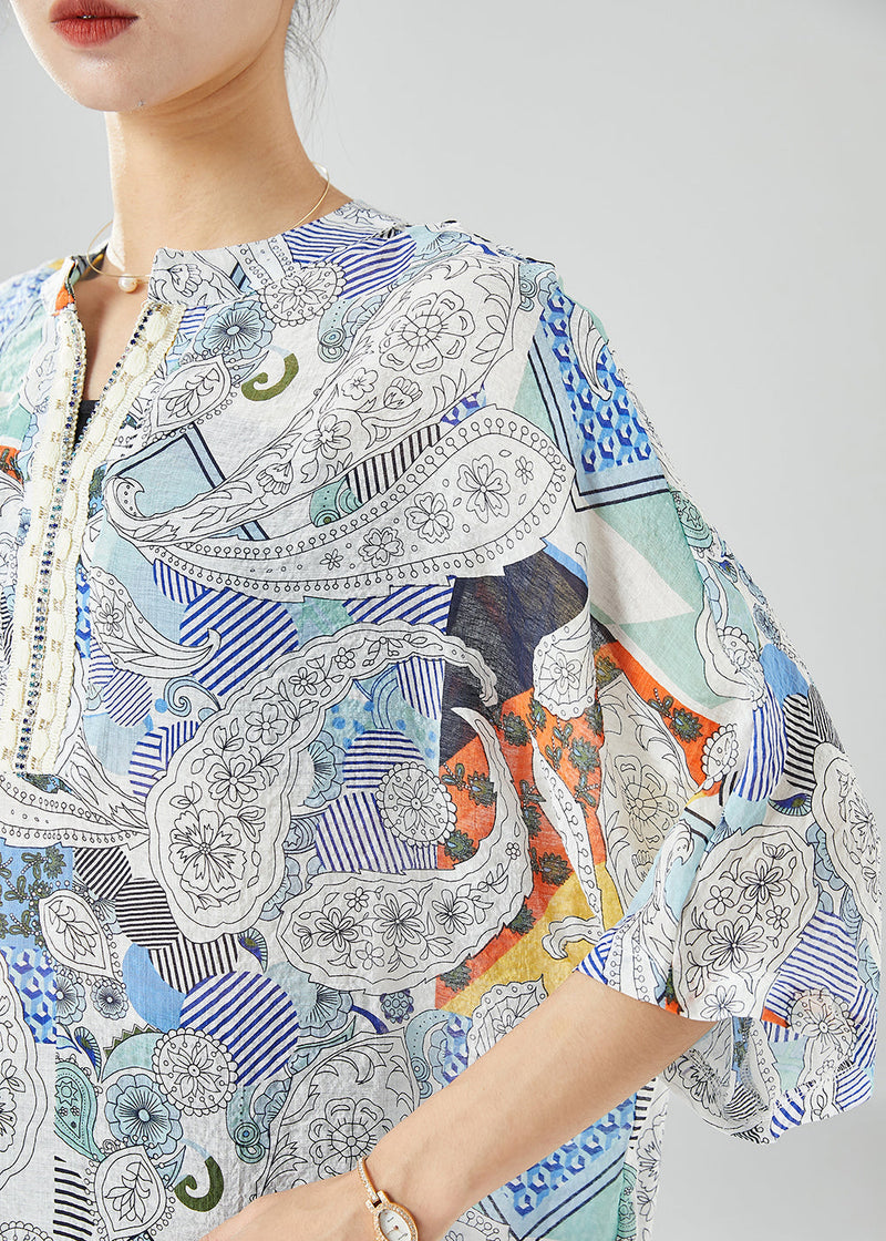 Oversized Print Chiffon Shirt Top Summer
