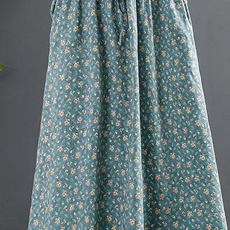 Peter Pan Collar Dresses Tops Blue Print Robe Dresses