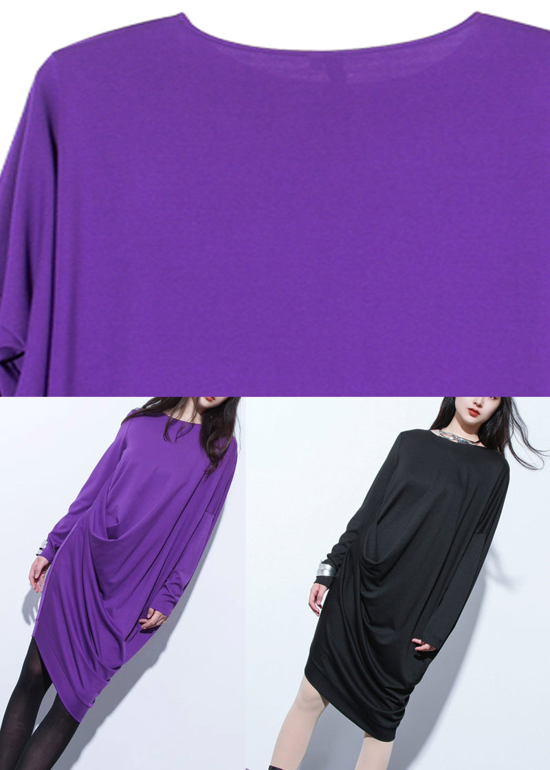 Purple Asymmetrical Design Maxi Dress Fall