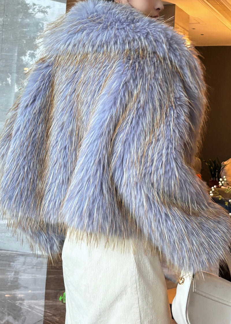 Purple Peter Pan Collar Leather and Fur Long Sleeve