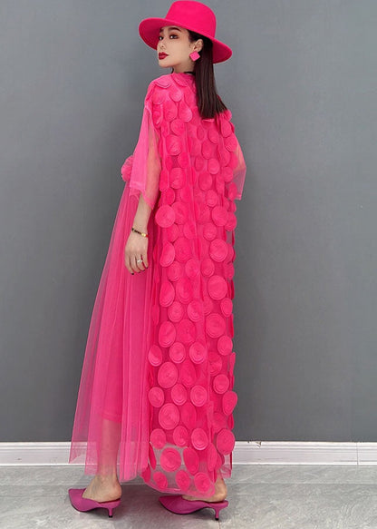 Red Asymmetrical Patchwork Tulle Long Dress Vestidos Summer