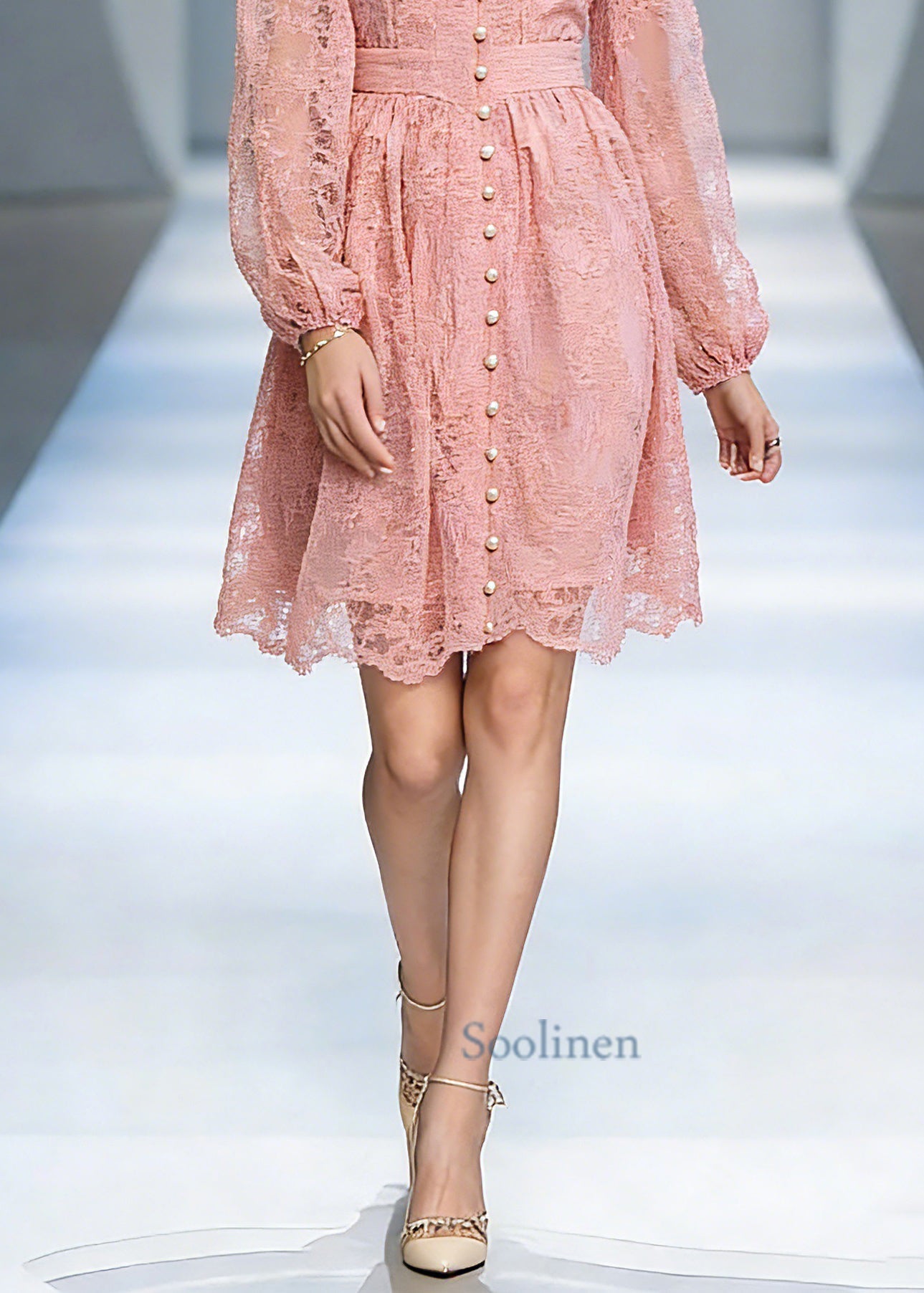 Red Stand Collar Tunic Tulle Mid Dress Lantern Sleeve