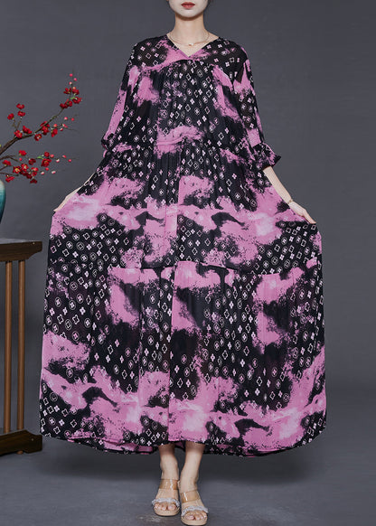 Rose Cinched Exra Large Hem Chiffon Dress Summer