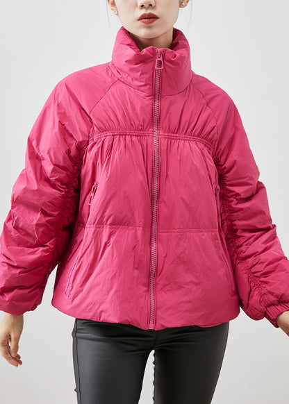 Rose Zip Up Wrinkled Duck Down Down Coat Winter