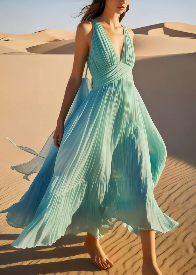 Sky Blue Exra Large Hem Chiffon Cami Dress Summer