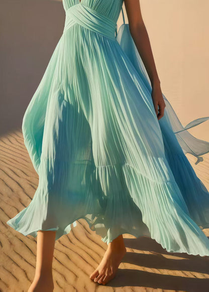 Sky Blue Exra Large Hem Chiffon Cami Dress Summer