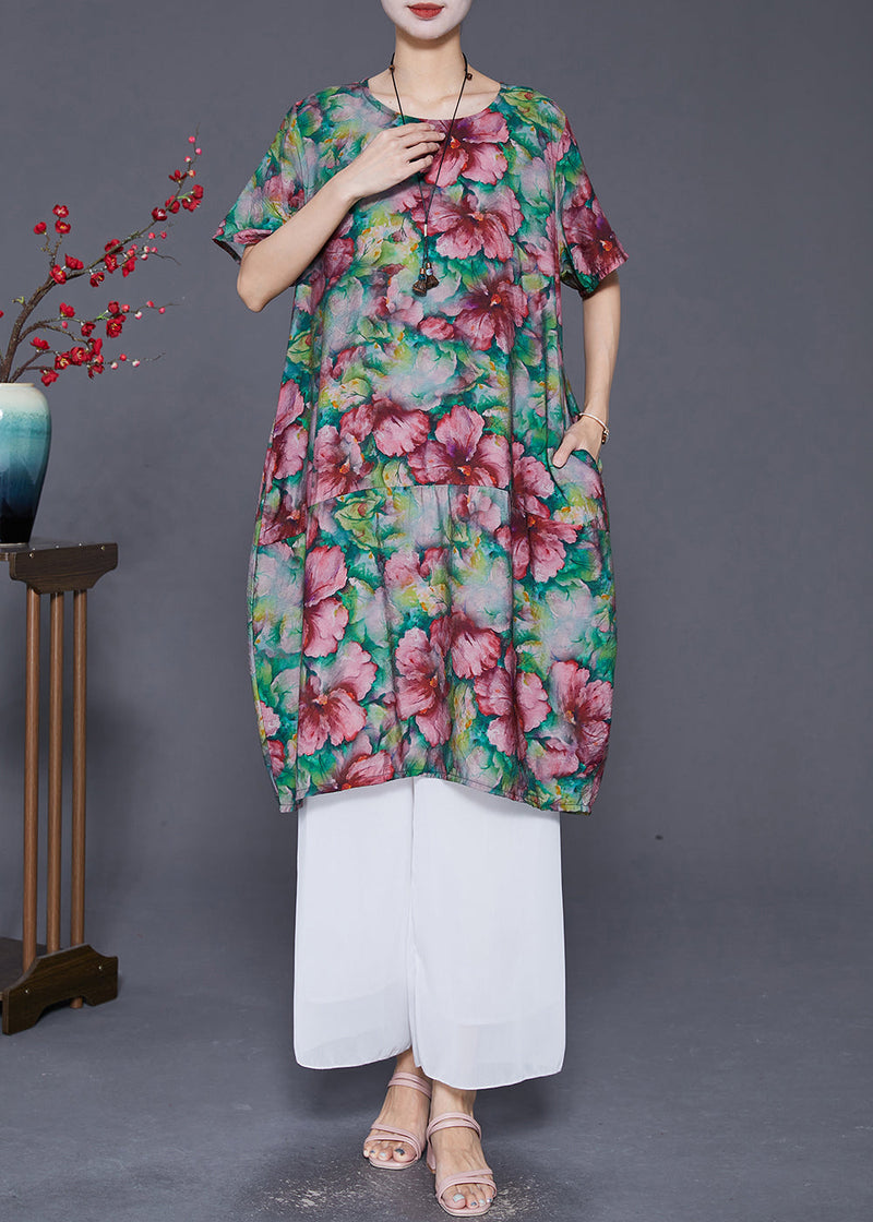 Slim Fit Print Linen Holiday Dress Summer