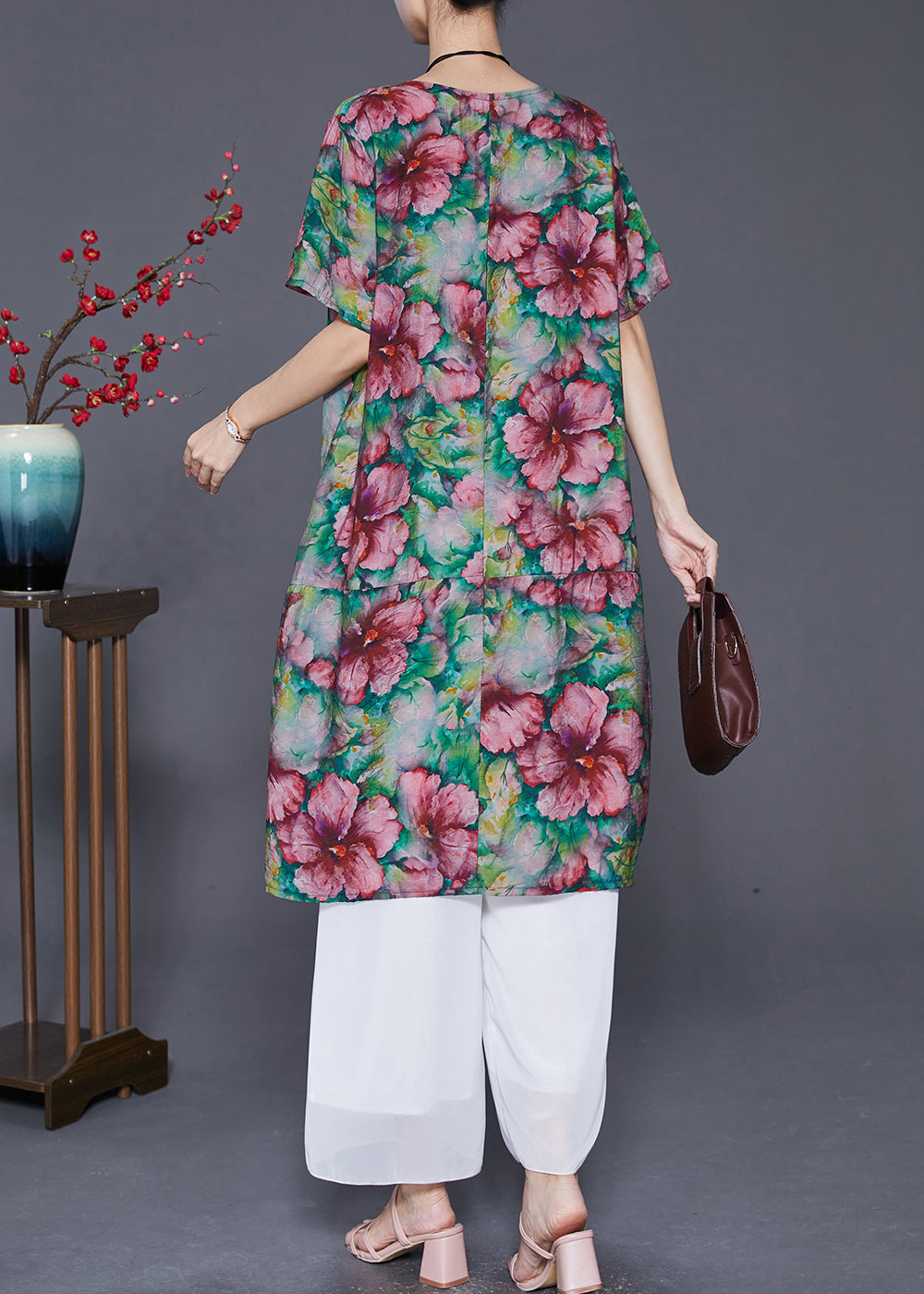 Slim Fit Print Linen Holiday Dress Summer