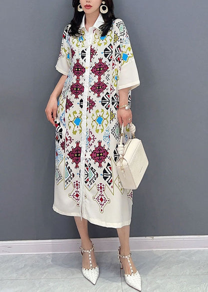 White Peter Pan Collar Patchwork Cotton Shirts Dress Summer