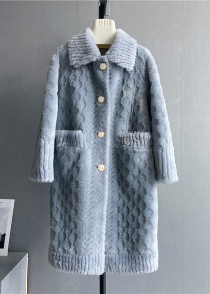 White Peter Pan Collar Pockets Woolen Coat Winter