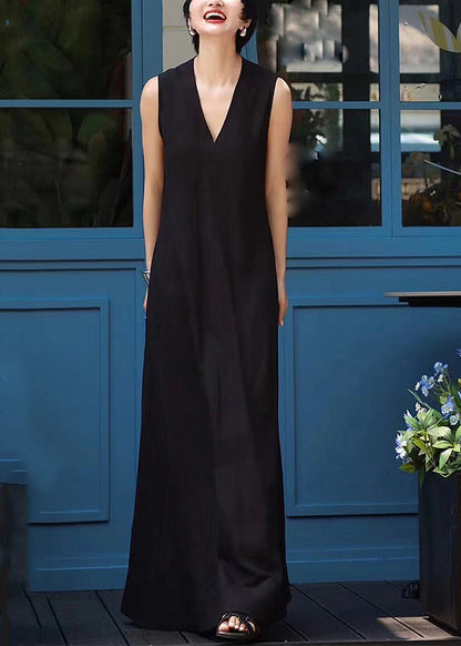 White V Neck Patchwork Long Dresses Sleeveless