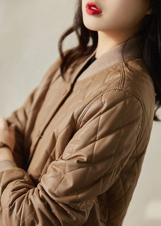 Yellow Stand Collar Patchwork Button Plaid Parka Long Sleeve