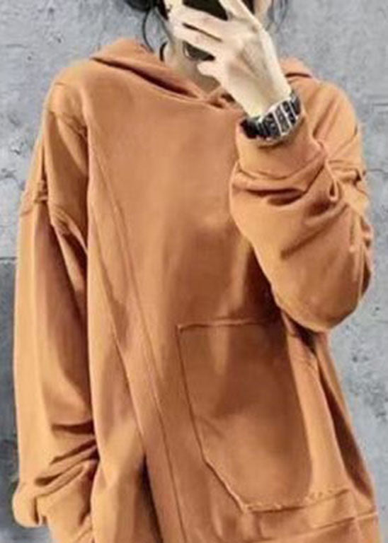 Elegant Yellow asymmetrical design Hooded Sweatshirts Spring