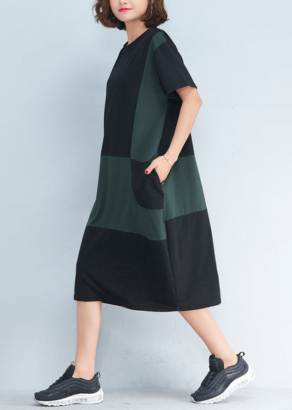 Black Cotton Dress Indian Fabrics Patchwork Summer Dresses