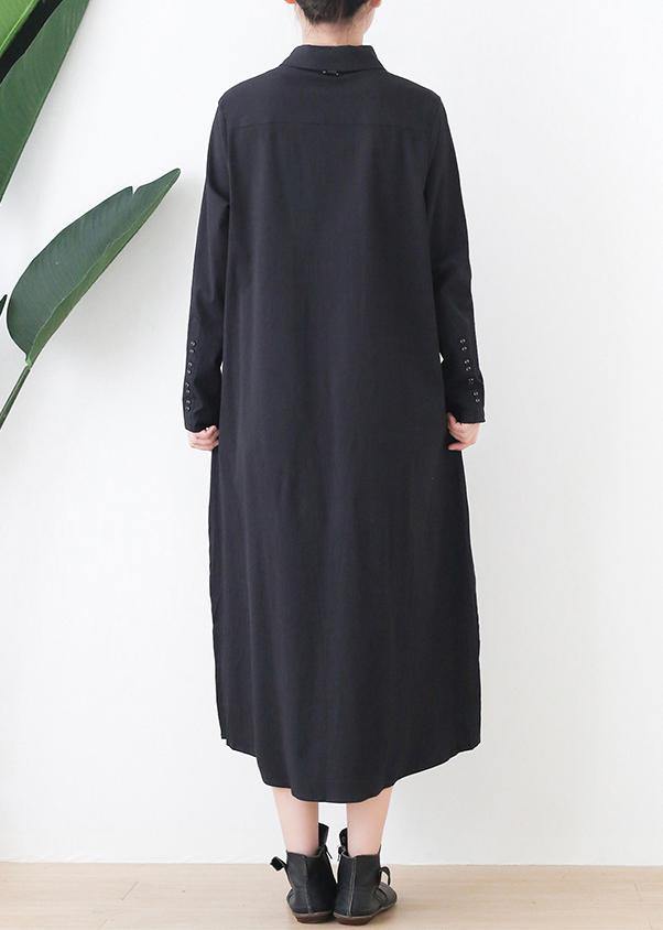 Black Dress Lapel Low High Design Short Dress
