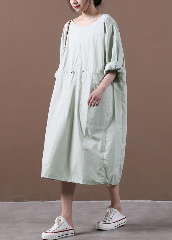 Black Quilting Dresses O Neck Drawstring Kaftan Spring Dresses