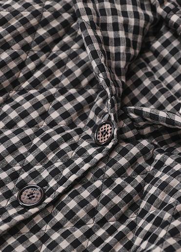 Black White Plaid Winter Coats Clothing Hooded Patchwork Winter Outwear