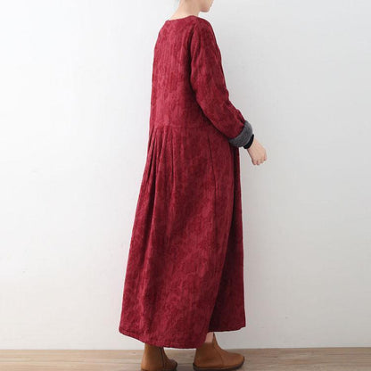 Burgundy Cotton Jackets Maxi Coat Trench Coat Thick