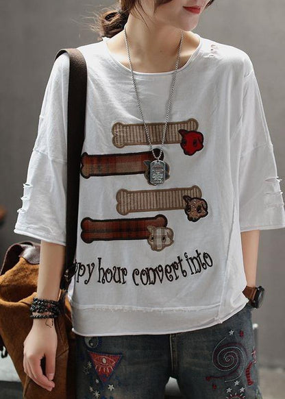 Cotton Tunic Organic Summer Embroidery Loose T-shirt