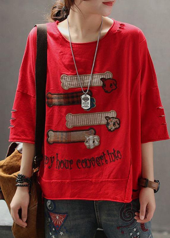 Cotton Tunic Organic Summer Embroidery Loose T-shirt