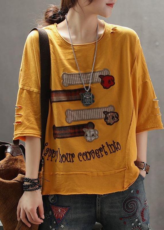Cotton Tunic Organic Summer Embroidery Loose T-shirt
