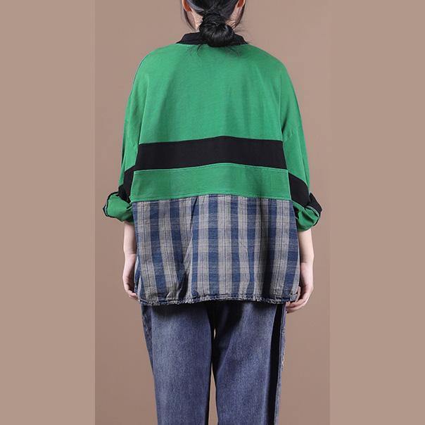 Green Blouse Lapel Zippered Clothing Shirt