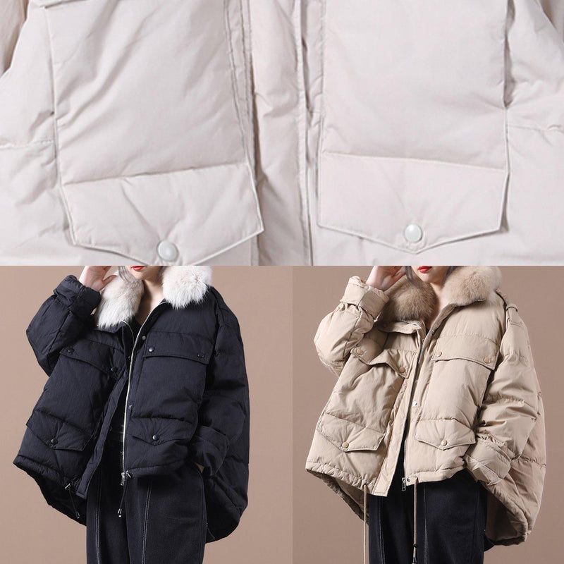 Green Duck Down Coat Clothing Down Jacket Faux Fur Collar Drawstring Overcoat