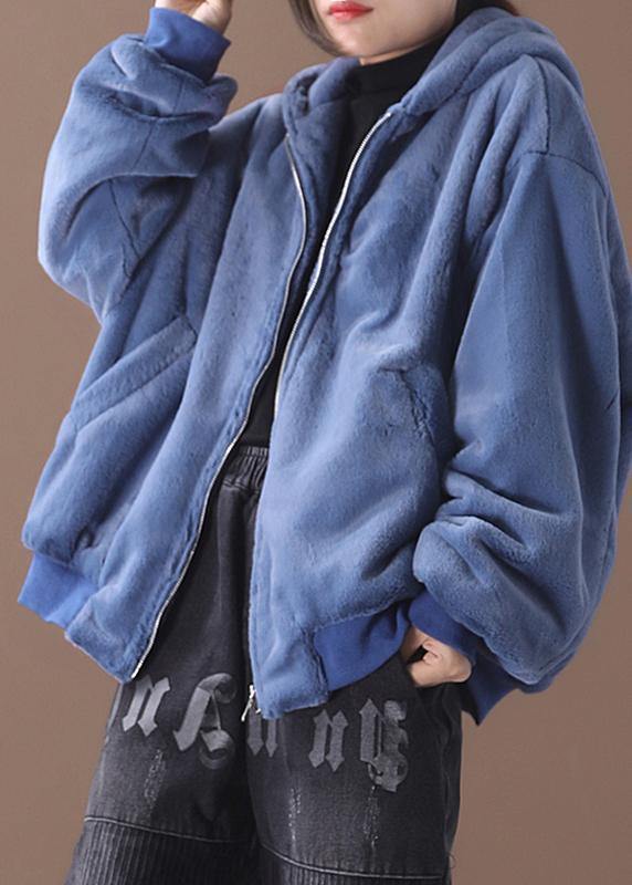 Hooded Winter Outfit Blue Silhouette Coat