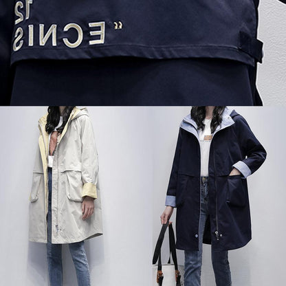 Hooded Letter Clothes for Beige Oversized Coats