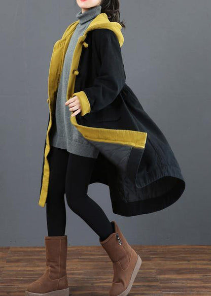 Hooded Large Hem Crane Coats Yellow Silhouette Outwear