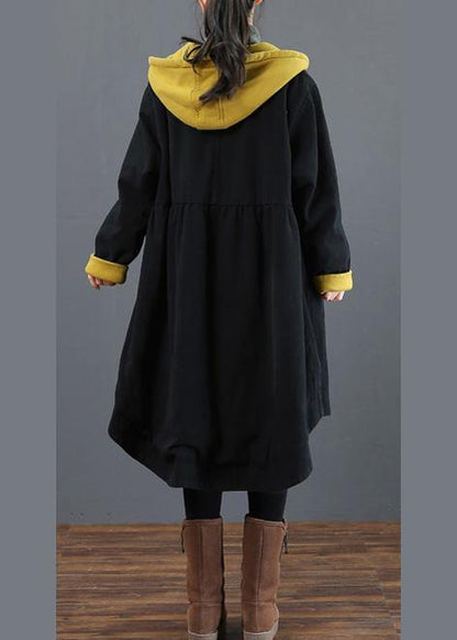 Hooded Large Hem Crane Coats Yellow Silhouette Outwear