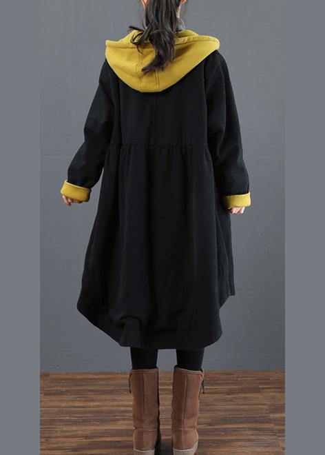 Hooded Large Hem Crane Coats Yellow Silhouette Outwear