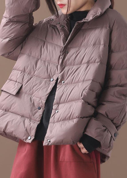 Khaki Parkas for Down Jacket Winter Short Coat Stand Collar