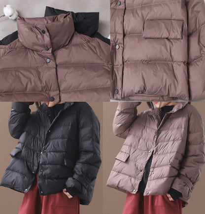 Khaki Parkas for Down Jacket Winter Short Coat Stand Collar