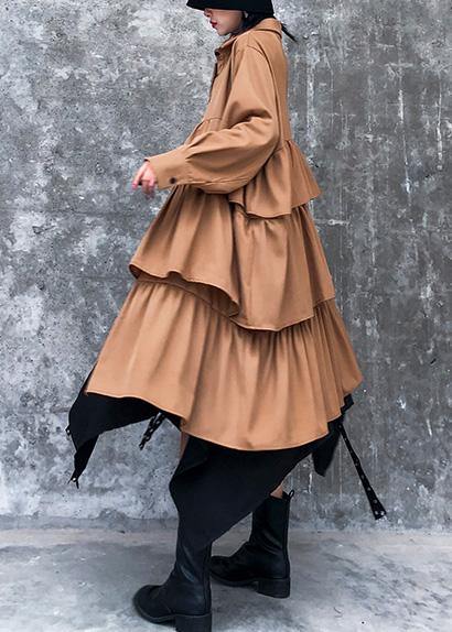 Layered Cotton Spring Clothes for Design Khaki Dresses