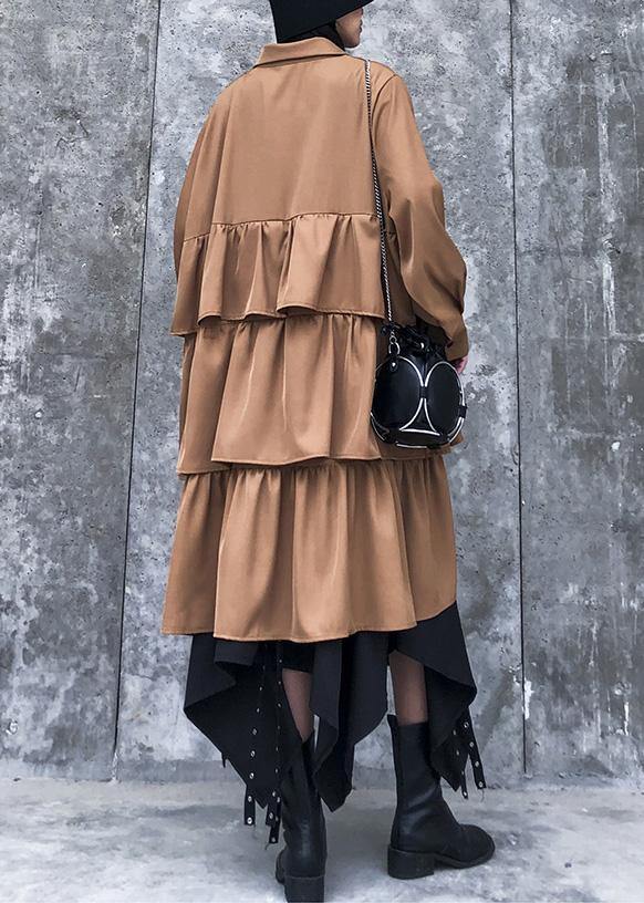 Layered Cotton Spring Clothes for Design Khaki Dresses