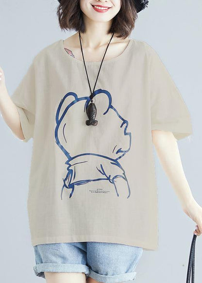 Light Gray Prints Cotton Shirts Wild Daily Summer Shirts