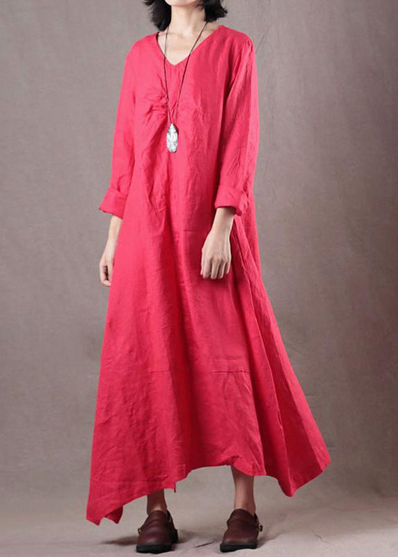 Linen Clothes Stylish Linen Loose A-line Irregular Hem Dress