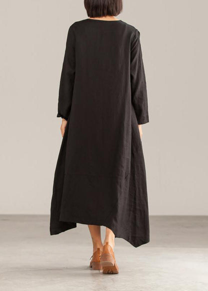 Linen Clothes Stylish Linen Loose A-line Irregular Hem Dress