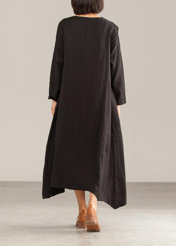 Linen Clothes Stylish Linen Loose A-line Irregular Hem Dress