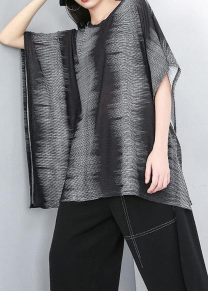 Linen Shirts Fine Round Neck Batwing Sleeve Blouse