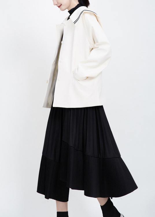 Elegant long sleeve Fashion Sailor Collar outfit white Knee jackets