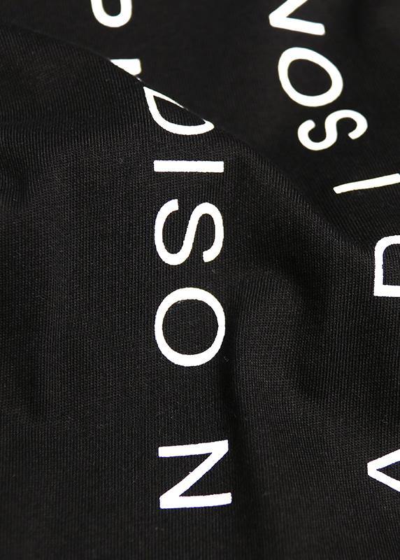 O Neck Back Side Open Cotton Clothes for Tutorials Black Letter Blouse