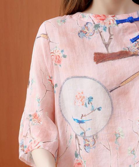 O Neck Half Sleeve Clothes for Photography Pink Shirt