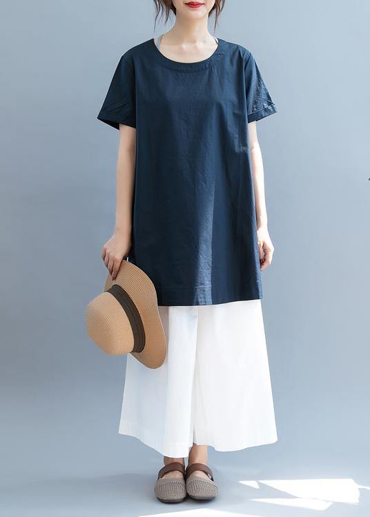O Neck Low High Design Tunic Pattern Photography Navy Tops