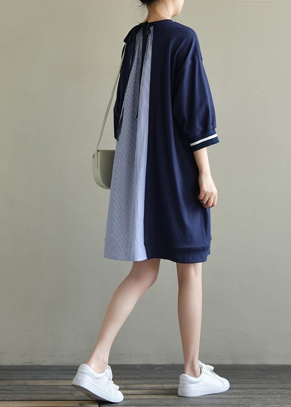 O Neck Patchwork Cotton for Ideas Navy Striped Dresses Spring