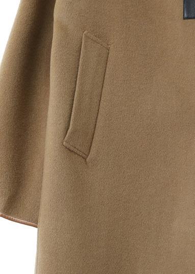 Oversize Coats Winter Woolen Outwear Brown Lapel Pockets Wool Coat for Woman