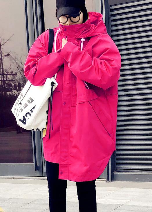Oversize Snow Jackets Overcoat Rose Hooded Zippered Down Jacket Woman