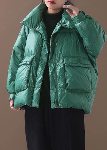 Clothing Snow Jackets Winter Overcoat Green Stand Collar Duck Down Coat